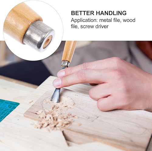 Miniatura 8 de DOITOOL 12 piezas de mango de madera con collares de metal para carpintería de garaje, carpintero, herramienta de mantenimiento o herramienta de