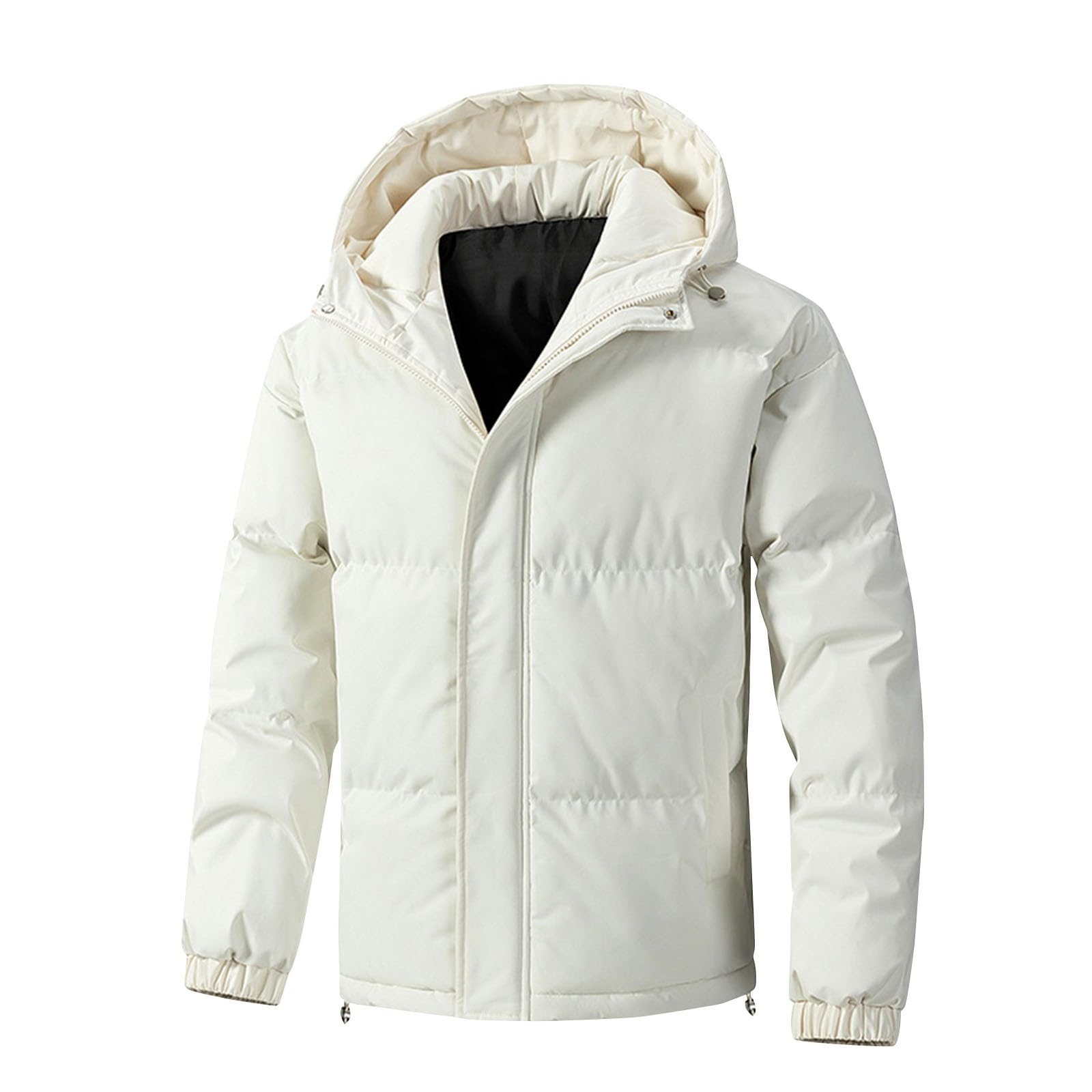 Mens Winter Coat Windproof Heavyweight Hooded Jackets Casual Zip Up Down Quilted Hoodie 2025 Trendy Winter Outwear