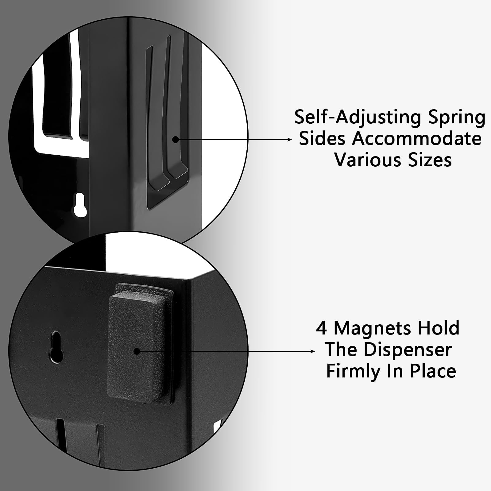 2 dispensadores magnéticos de guantes – Soporte de pared dispensador de pañuelos magnético con imán y agujeros perforados para guantes desechables, toallas de papel para taller, garaje, cocina y
