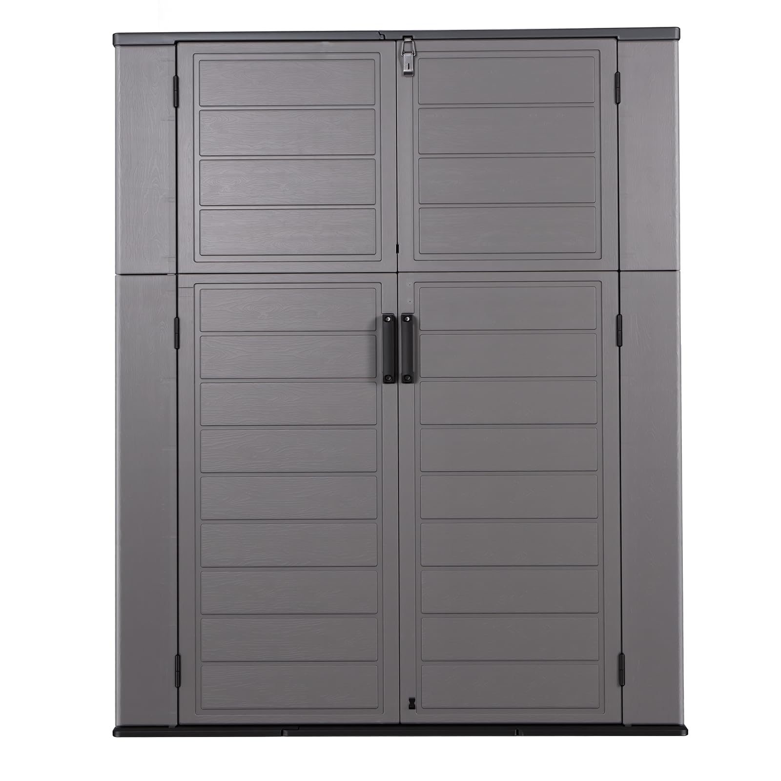 Panana Plastic Shed Garden Storage With Shelf Support Floor Lockable Outdoor Storage House Tool Shed Box, Compact Utility Tool Cabinet L142xW67xH176cm (GSGD25+Shlef) — view 8