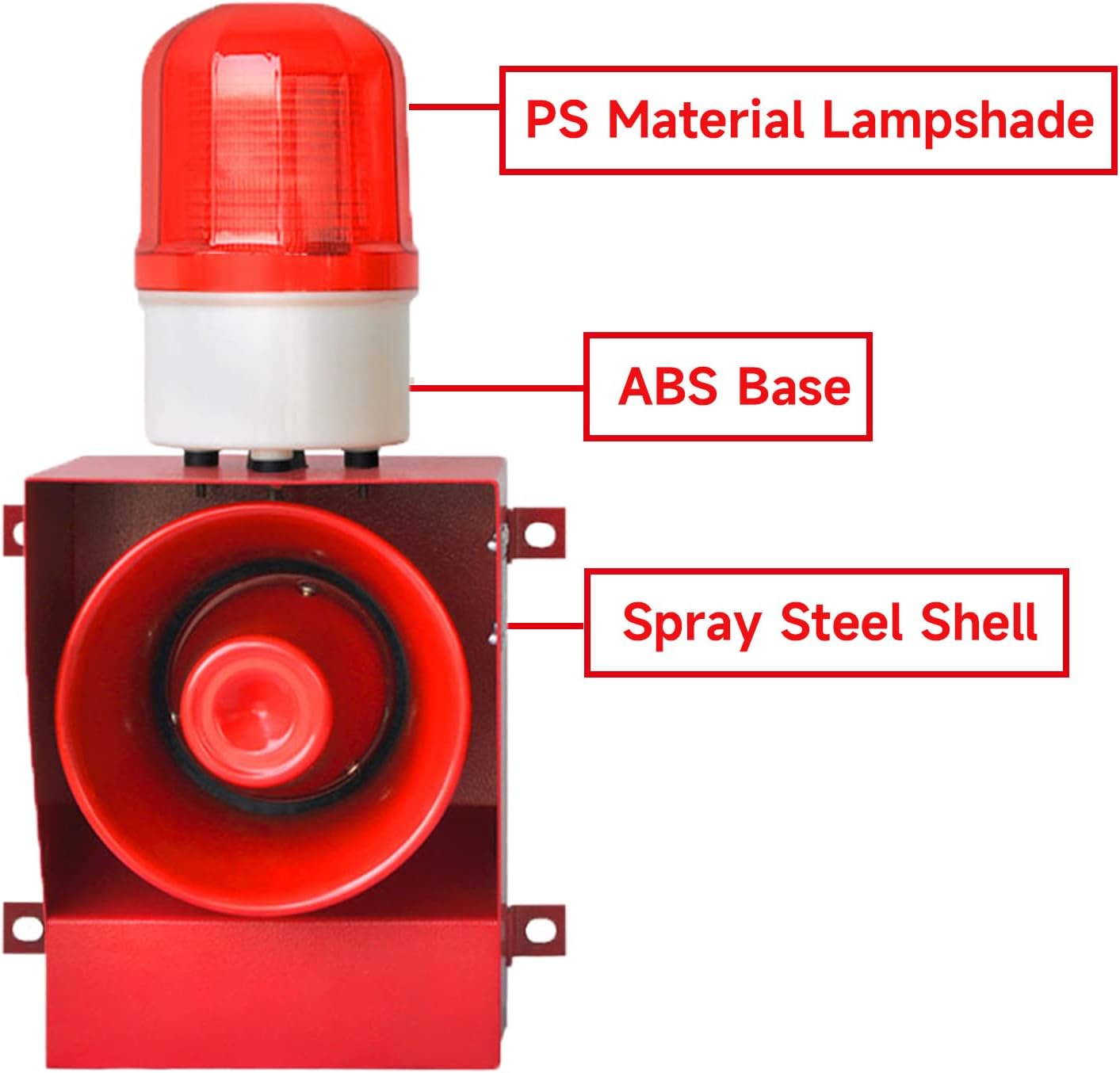 Alarm Siren Outdoor 130dB Industrial LED Siren Strobe IP65 Waterproof 45W Security Siren Alarm for Noisy Environment Emergency Sirens AC220V