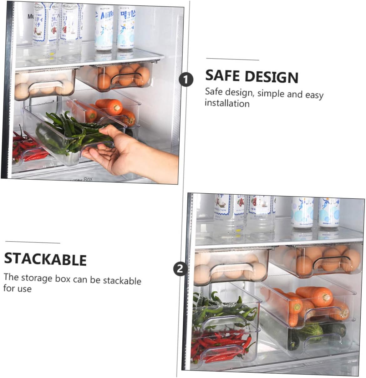 2 Pcs Suction Cup Storage Fridge Pull Out Drawers Square Stand Egg Carton Egg Trays Shelf Holders Brackets for Shelves Shelf Bracket Egg Crate White Refrigerator Food re-usable (Whitex