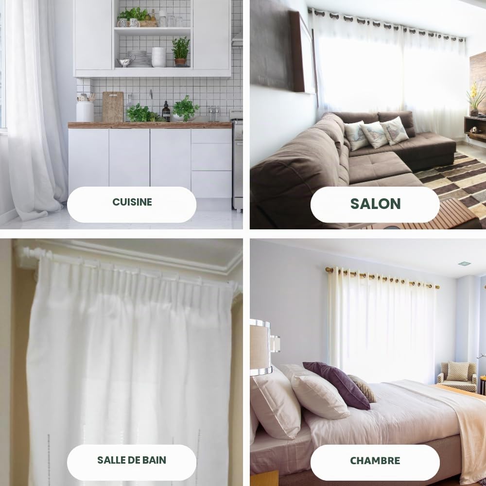 TENDAGGIMANIA Tringle RideauCouleur NOYER en Bois Resistant - Diamètre 35 mm - Longeur: 300 CM - Barre Rideau Mouvement Manuel - Avec Anneaux et tous les Accessoires