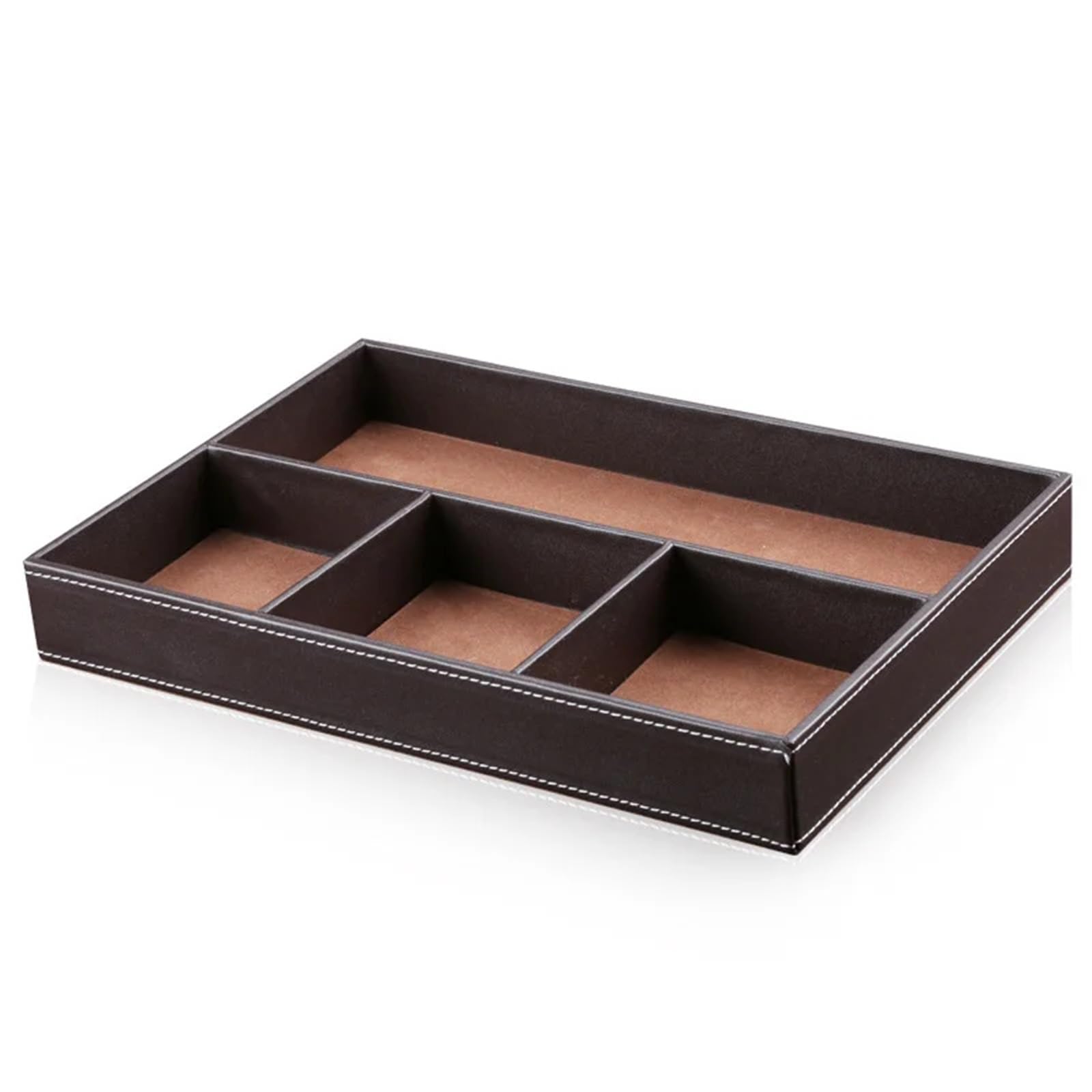 Schreibtischschubladen-Organizer mit 4 Fächern, Schubladenaufbewahrungs-Organizer aus Pu-Leder for die Sammlung von Büro-Schreibtischzubehör Für Kleidung,Socken(Black)