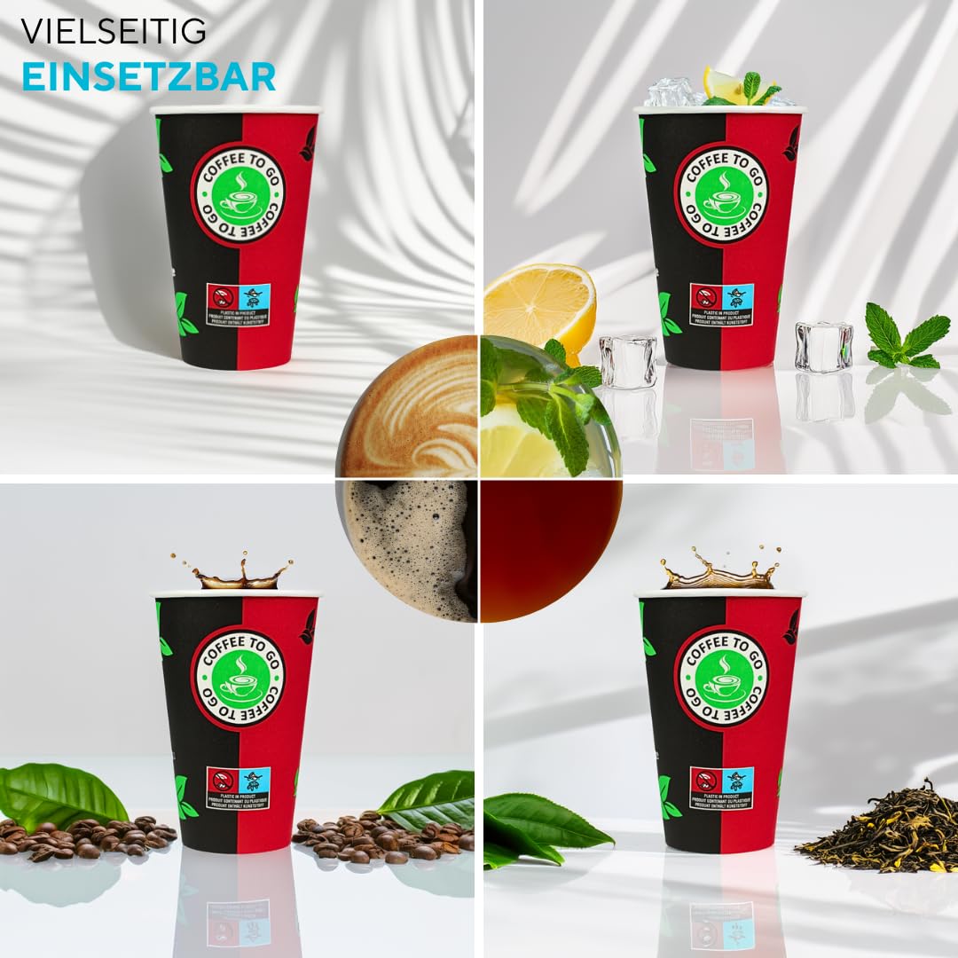 Enpack 1000 koffiemokken, 300 ml, 80 mm, wegwerpbeker, hittebestendige to go -beker, recyclebaar, wegwerp container voor koffie, thee, cacao, bekers, beker