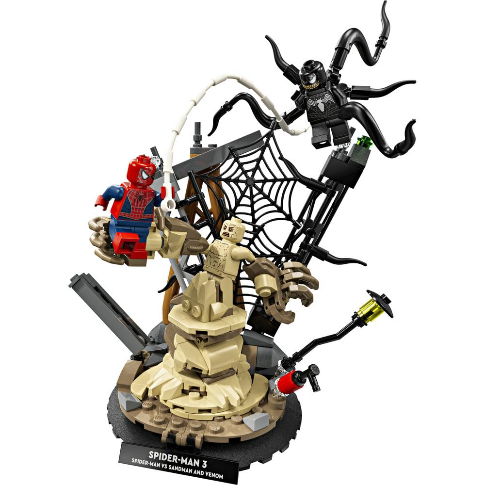 LEGO ǀ Marvel Epicka bitwa: Spider-Man kontra Sandman, klocki dla dzieci z Venomem, zabawka dla chłopca i dziewczynki od 9 lat, pomysł na prezent z superbohaterem i dekoracja pokoju dziecięcego 76334