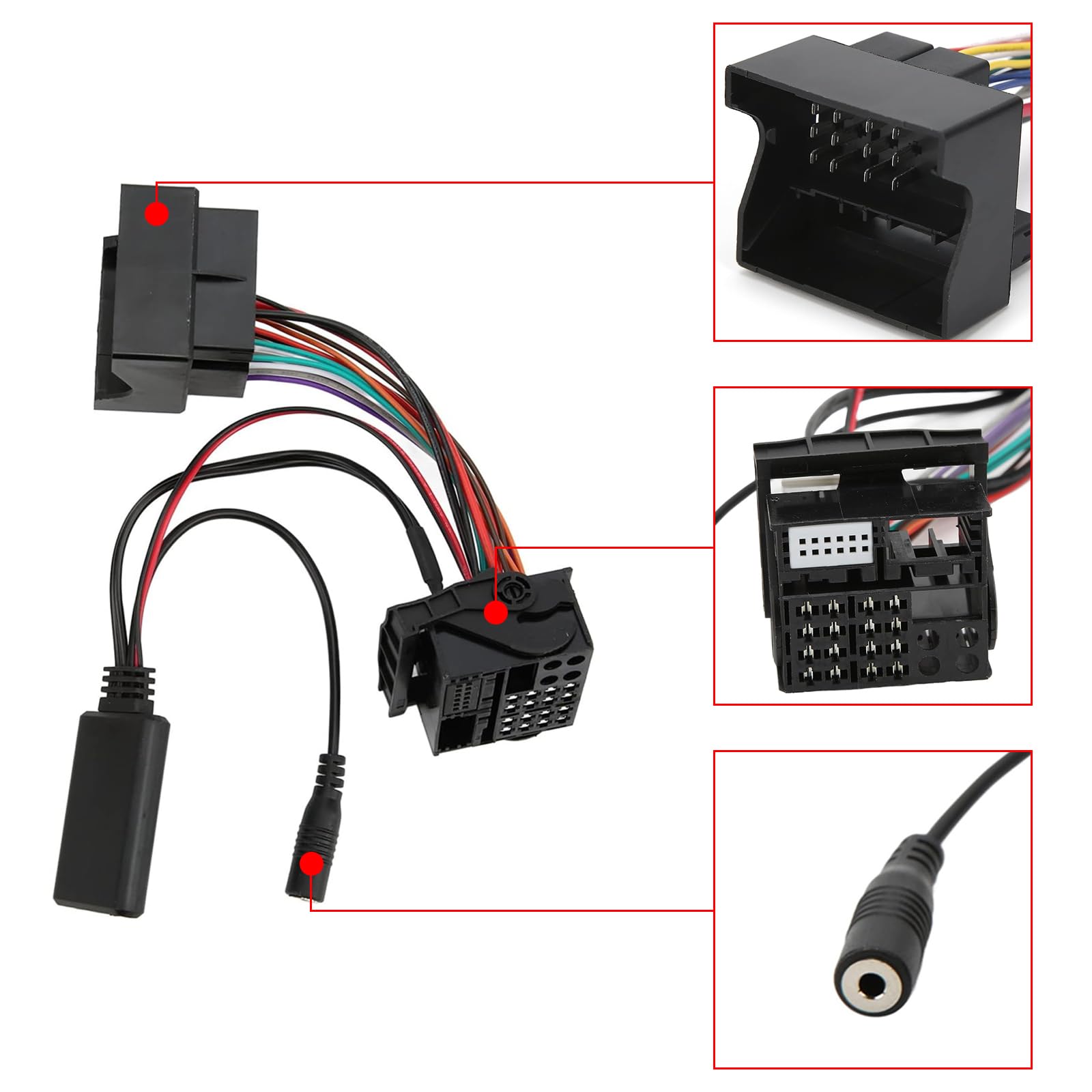 Flylin - Adattatore Bluetooth AUX per musica, cavo modulo AUX IN Bluetooth a 12 pin con microfono, microfono vivavoce compatibile con autoradio Volkswagen Skoda RCD210 RCD310 RCD510 RNS510