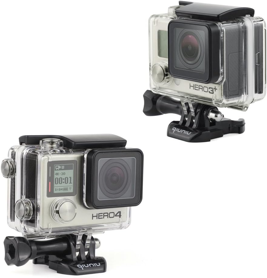 Standard Protective Waterproof Dive Housing Case for GoPro Hero 4, 3+, and 3 Camera and BacPac Backdoor for Extended LCD Screen or Expansion Battery - Up to 40 Meters Underwater - Transparent Clear