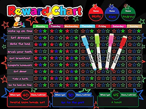 Magnetic Behavior Rewards Chalkboard Child Behavior Reward Chore Chart-Daily Household Chore Checklist– Multiple