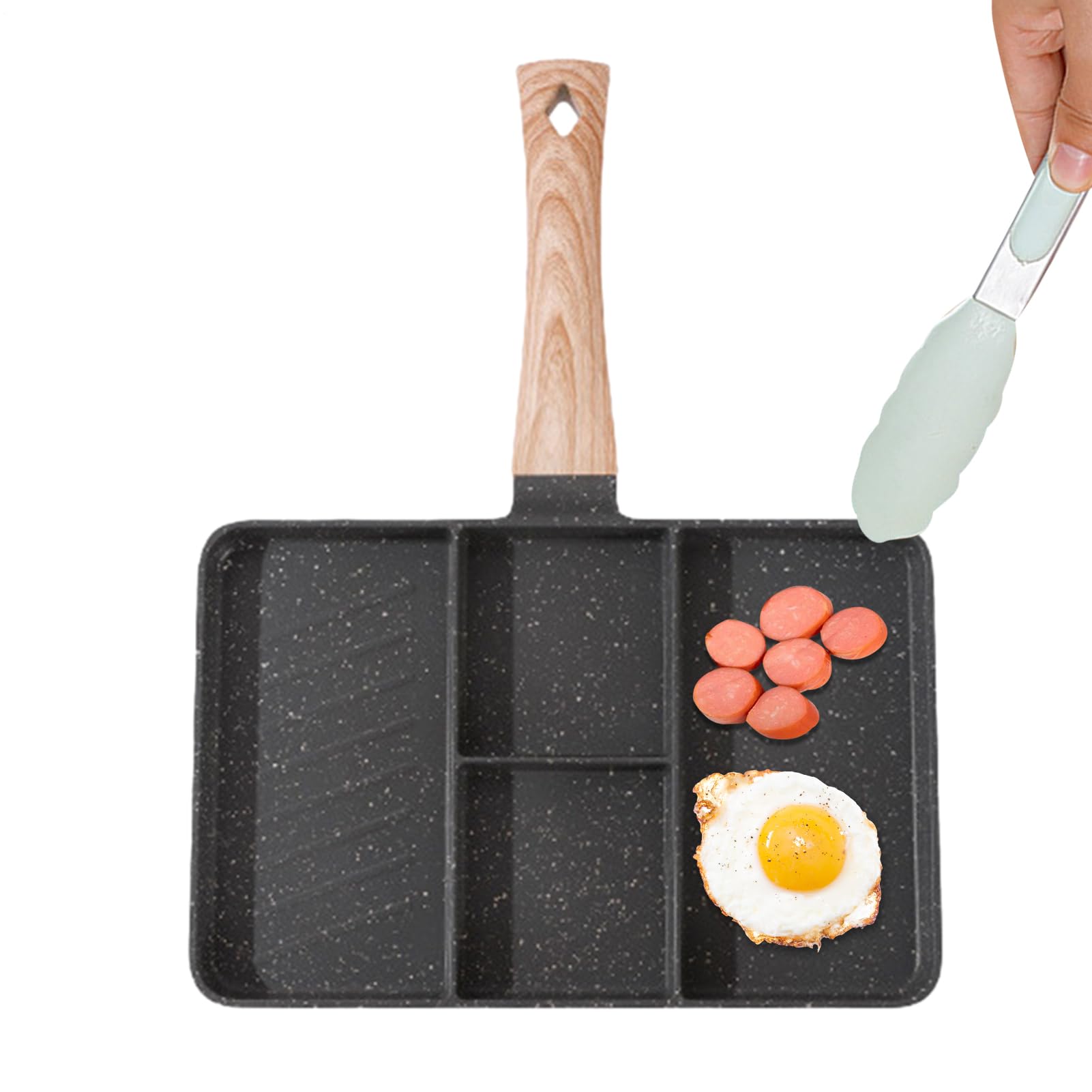 Genérico multi-sezione: diviso antiaderente, bracconiere di uova compatto, manico resistente al calore | Mini per frittelle per colazione veloce, cucina, uso dom