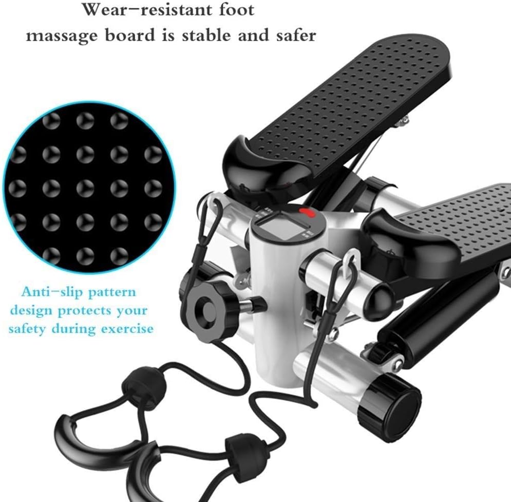 Stepper Adjustable Mini Stair Stepper Exercise Equipment with Twisting Action Hydraulic Foot Machine Led Count Display Low Noise Operation (Blue)