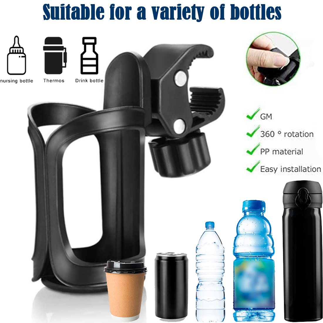 2er Pack Fahrrad Flaschenhalter - 360° Drehbar Für Bike, Kinderwagen & Rollstuhl