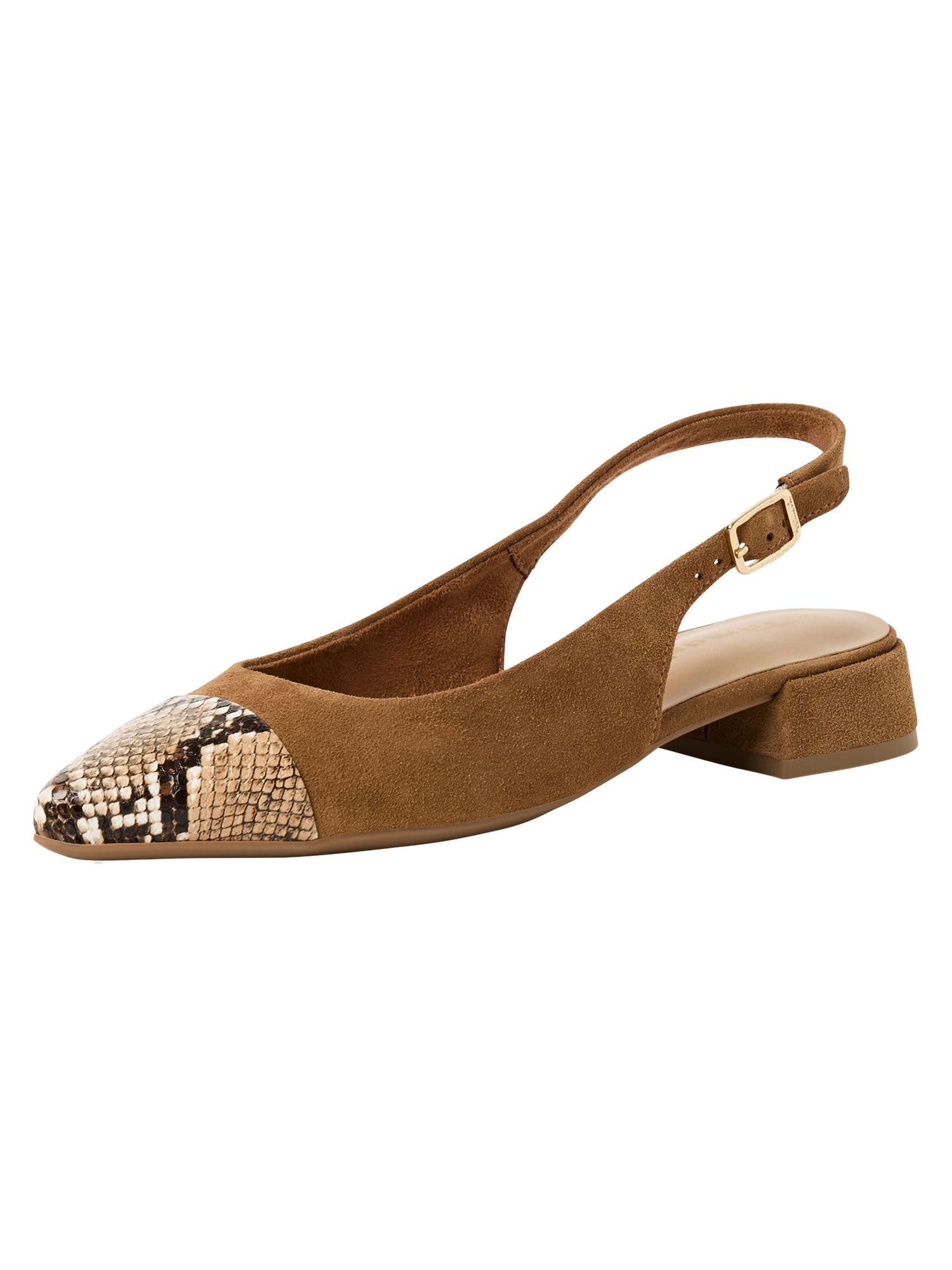 Tamaris Women's slingback pump with block heel brown 5.5 UK