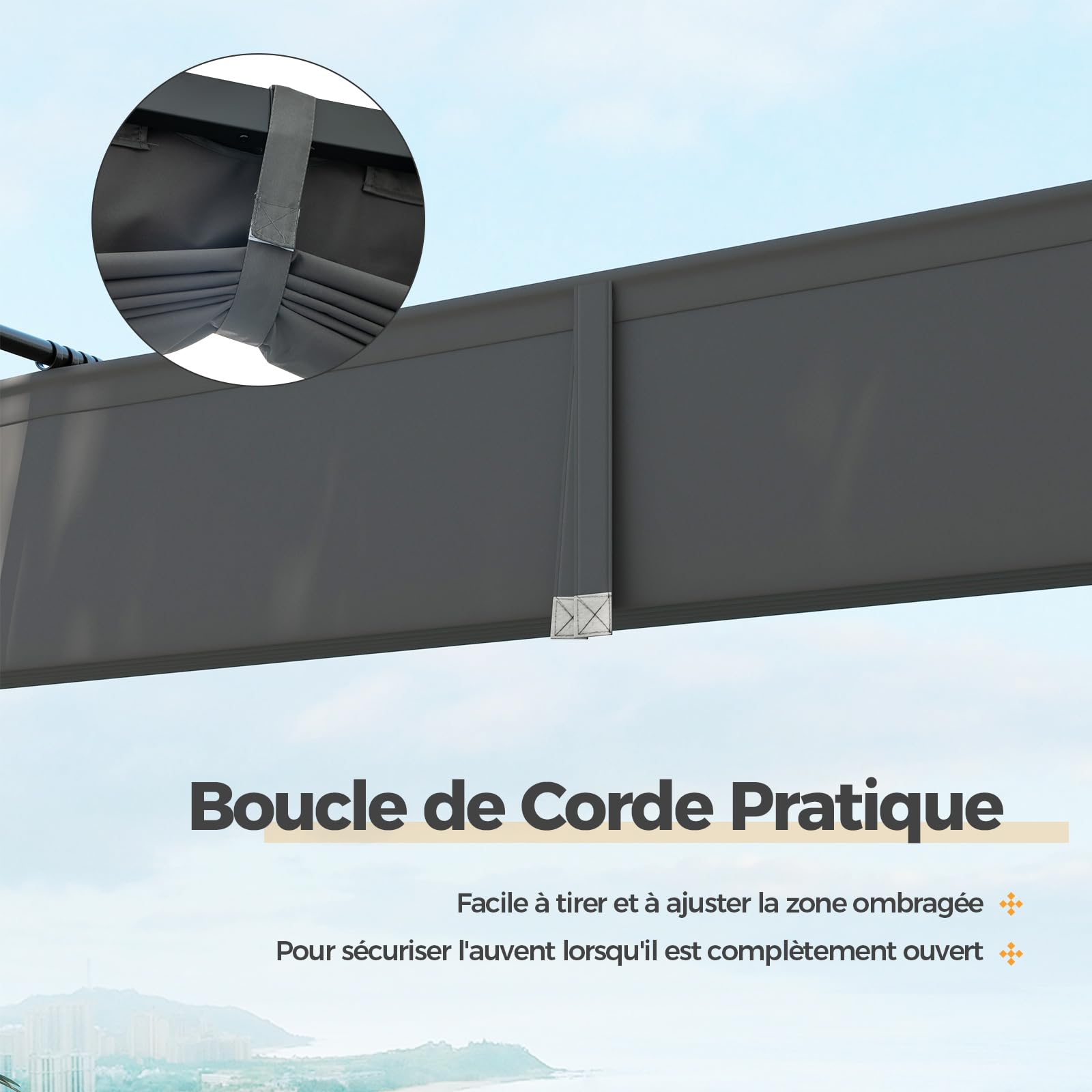 COSTWAY Pergola d'Extérieur Rétractable Coulissante 3x3m, Tonnelle de Jardin Abri Structure Métal Robustes Pavillon Moderne Pare-Soleil, pour Jardin, Patio, Cour, Terrasse (Gris)