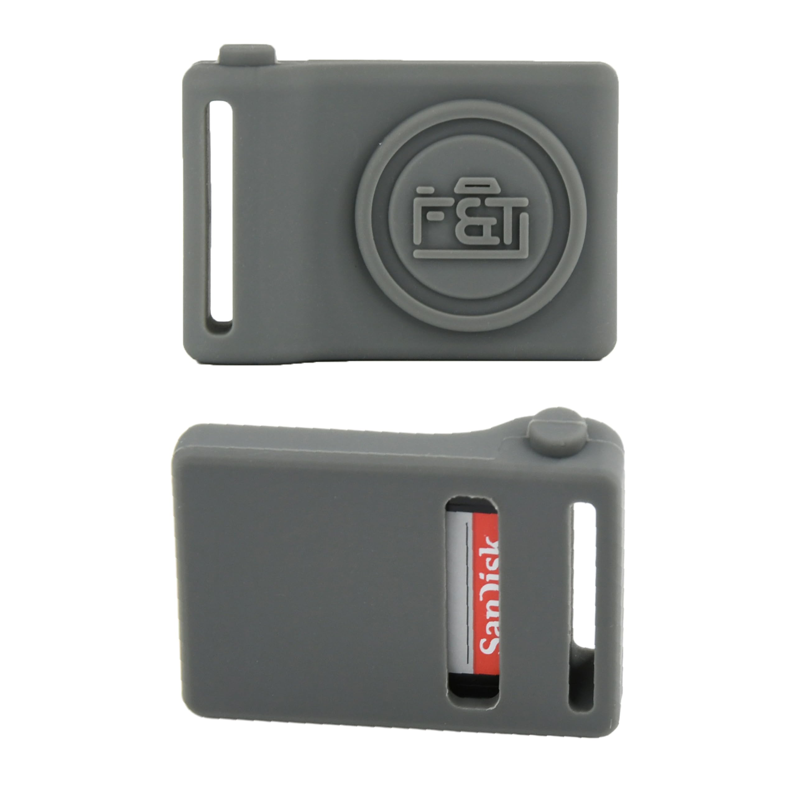 Foto&amp;Tech Silicone SD Memory Card Holder Sleeve, Mini Camera-Shaped SD Card Storage, Camera Strap Mountable, Lug Ring Compatible, Gift for Photographers