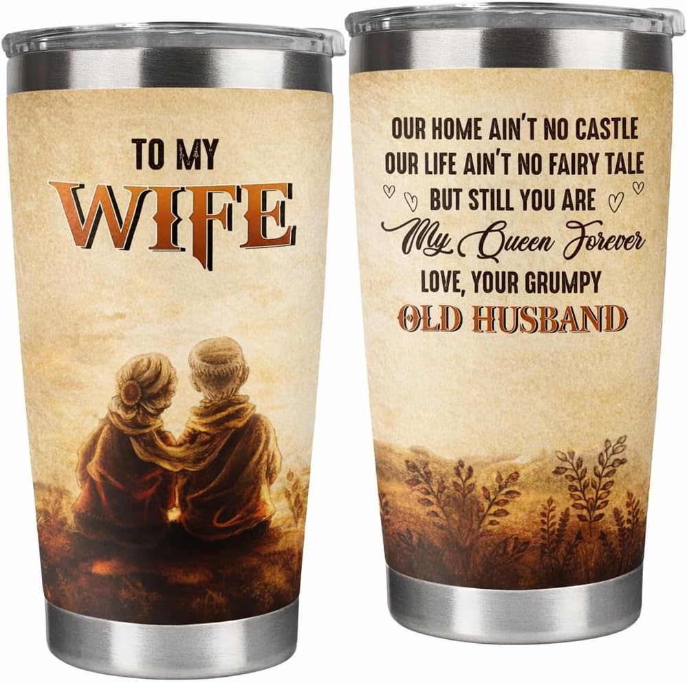 Pawfect House To My Wife Valentines Day Gifts For Her 20 Oz Stainless Steel Tumbler, Anniversary Birthday Gifts For Wife, Romantic Travel Cup For Her Drinkware, Wife Gift From Husband