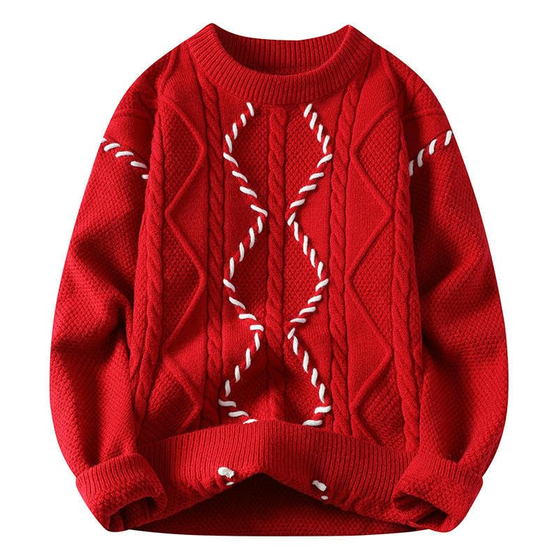 Suéter de punto trenzado para hombre estilo casual holgado de invierno y otoño 5