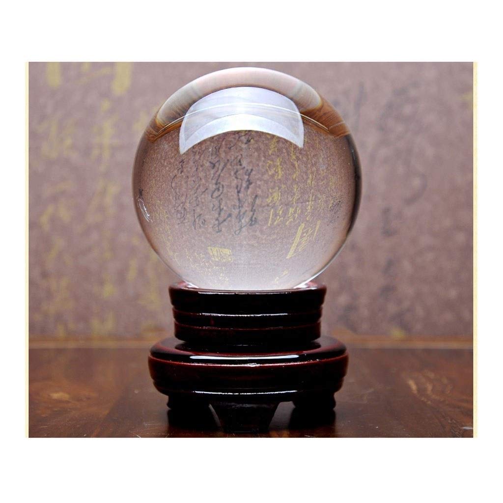 Crystal Ball Multicolor Glass with Base Bracket Feng Shui Auspicious Transfer Fortune-Telling Ornaments Ball(B,6CM)