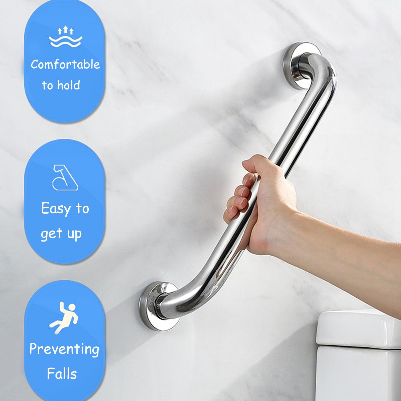 Maniglione di Sicurezza per Vasca da Bagno a Parete, 50 cm, 60 cm, 100 cm, in Acciaio Inox 304, Antiscivolo, per Doccia, Bagno, Sicurezza per Anziani e disabili (150 cm)