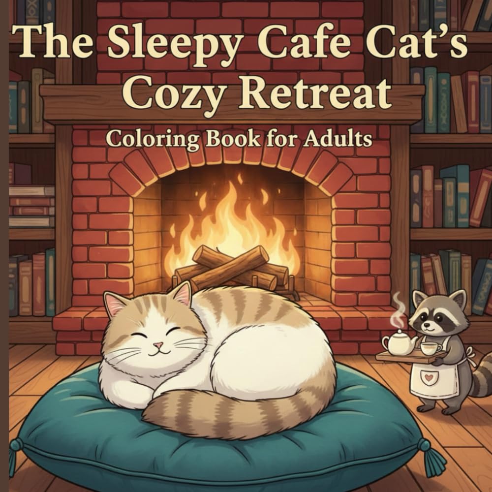 The Sleepy Cafe Cat’s Cozy Retreat: A Relaxing Adult Coloring Book of Warm Hearthside Moments and Whimsical Friends