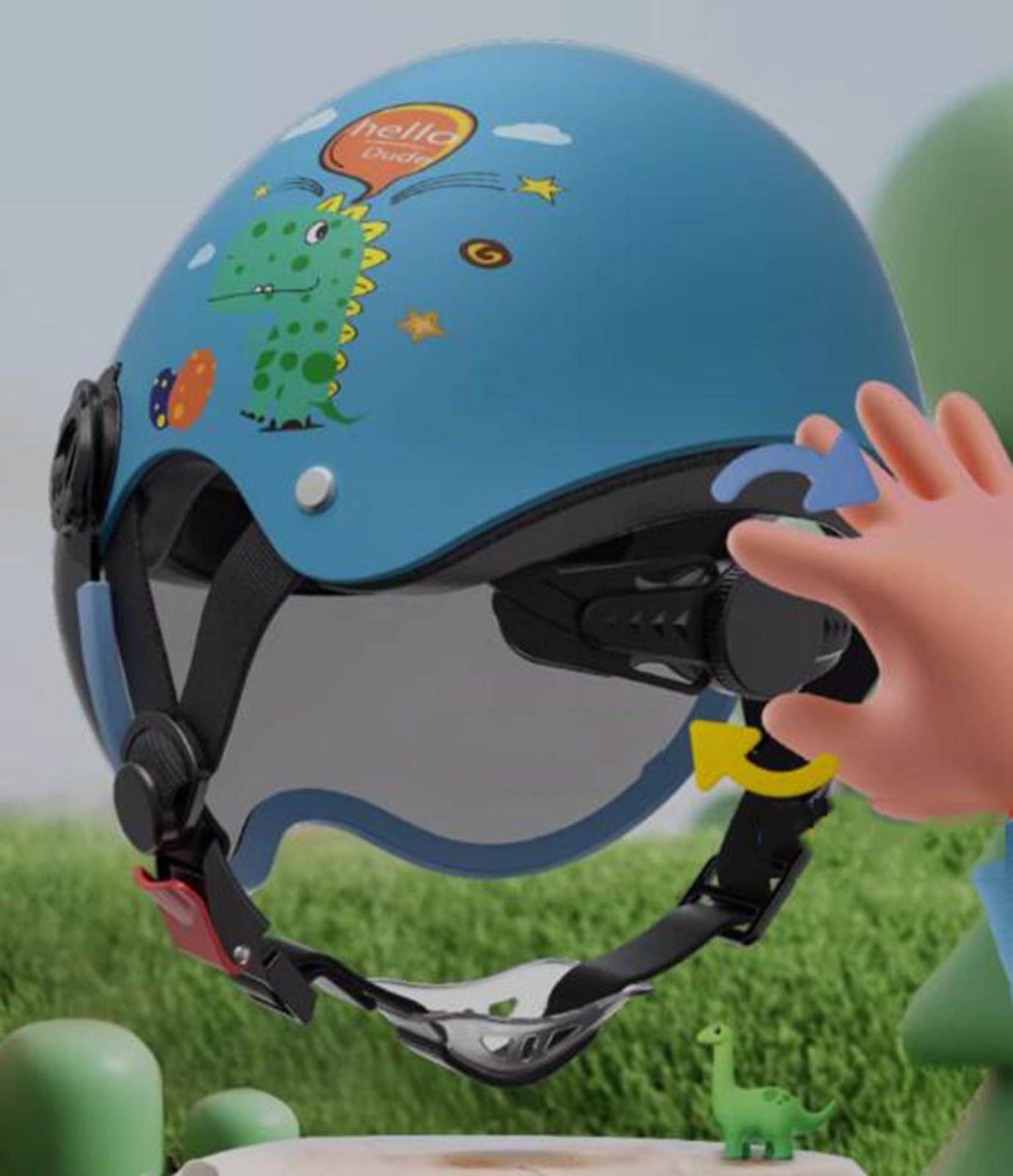 Lindo Medio Casco De Motocicleta para Niños Casco Abierto con Visera Casco Jet para Scooter Crucero Ciclomotor Niños Y Niñas De 3 A 6 Años H,46-52CM