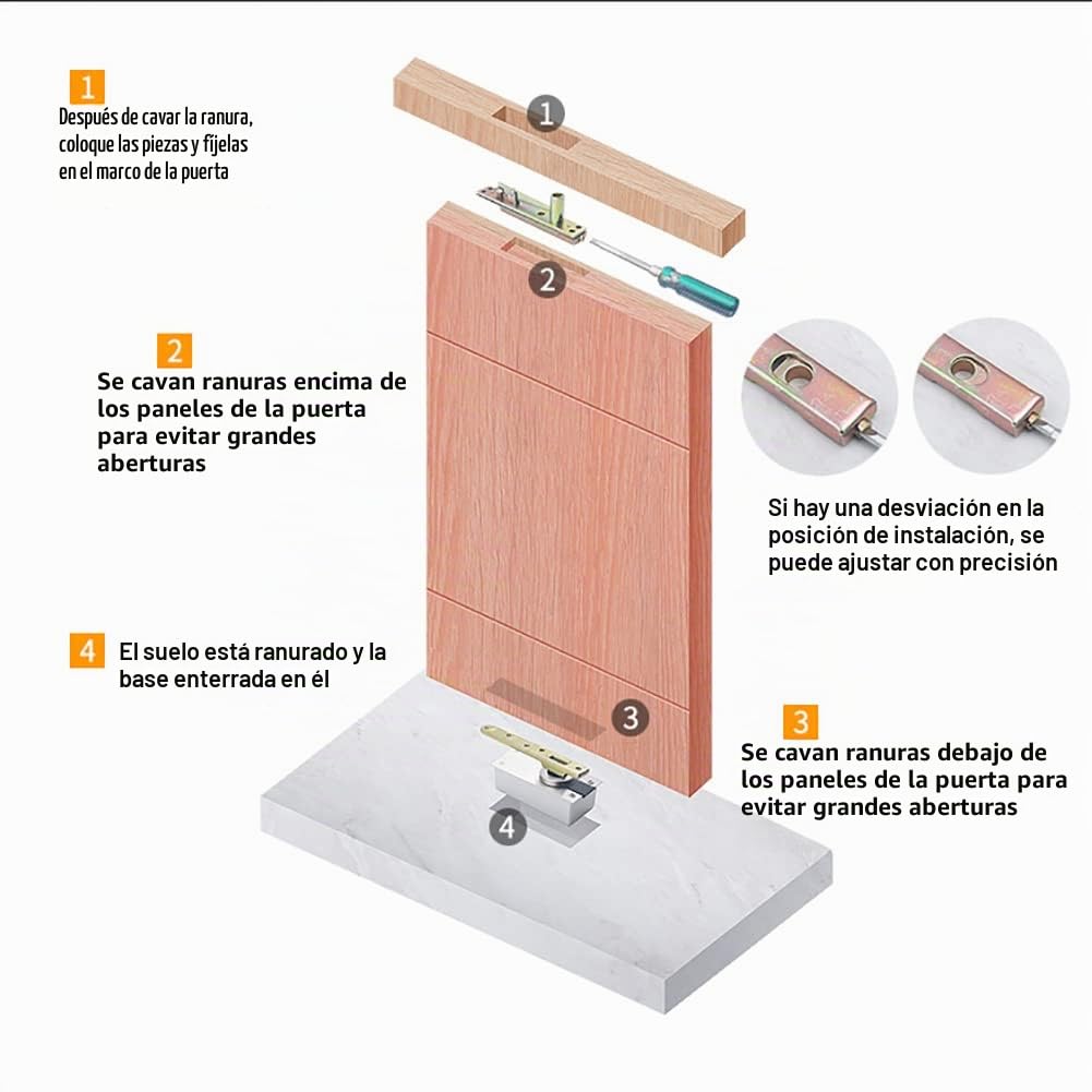 Bisagras de Rotación de Servicio Pesado 400kg en Acero Inoxidable 5'' - Pivote Oculto 360° Eje Arriba y Abajo Para Puerta Giratoria de Hotel y Almacén 1 Juego