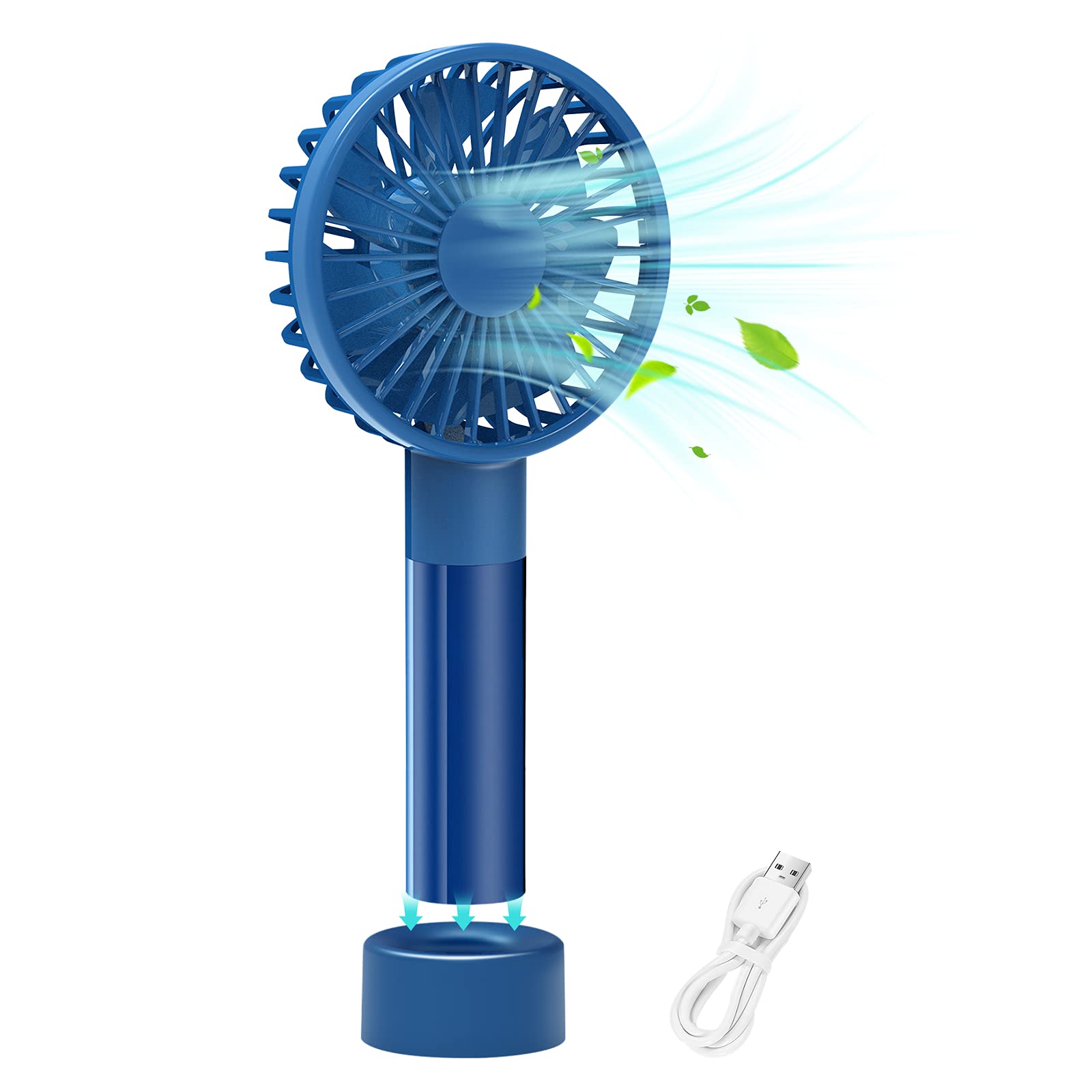 OPKALL Mini Handheld Fan Personal Fan Portable Fan Rechargeable with USB Travel Fan with 3 Speed Adjustable Mini Fan for Bed Camping Beach Office Indoor Outdoor Hand Fan for Kids & Adults Blue