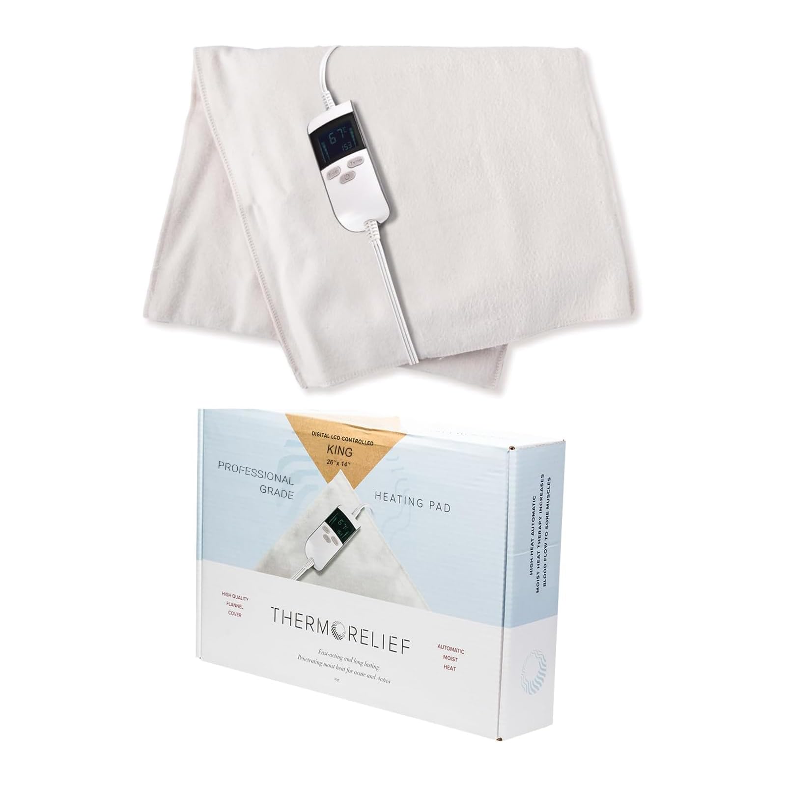 M PAIN MANAGEMENT TECHNOLOGIES ThermoRelief - Almohadilla térmica extra grande con apagado automático para calambres y espalda - Almohadilla eléctrica digital de grado médico extra caliente - Tamaño