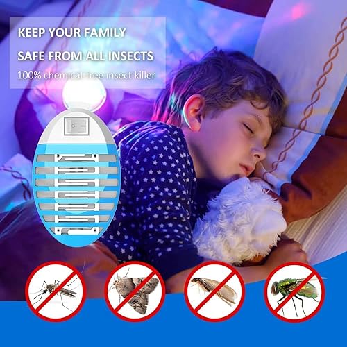 Miniatura 3 de Exterminador de mosquitos para interiores, exterminador de insectos domésticos, enchufe de interior con UV, trampa eléctrica para moscas de