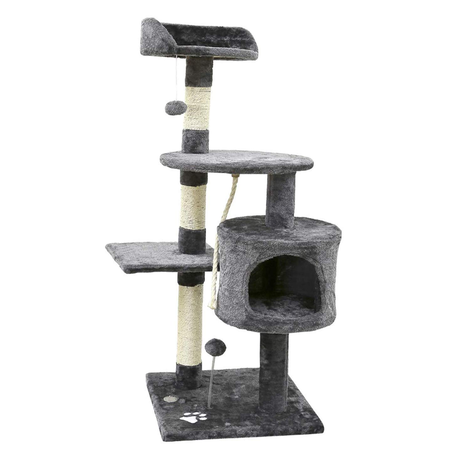Dipet Cat Tree Furniture, House, Kittens Climbing Tower, Gray/Size:45"(H)