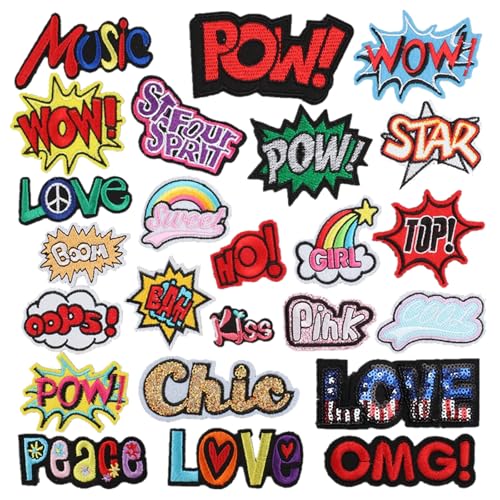 Meetlight Parches termoadhesivos para ropa, bordados, letras en inglés, parches para coser en ropa, jeans, chaquetas, sombreros, zapatos, mochilas, accesorios de bricolaje