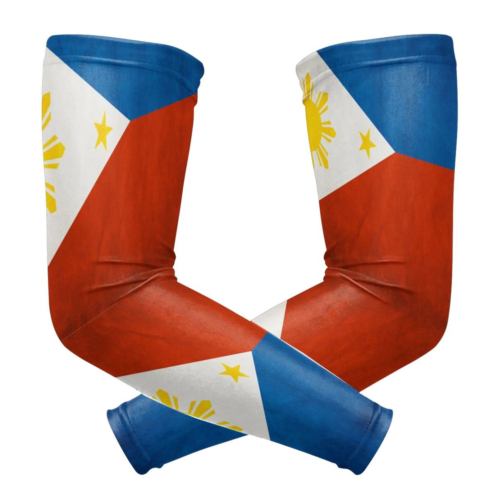 ZGXJJPP Philippine Flag Arm Sleeves for Men or Women - Tattoo Cover Up - Cooling Sports Sleeve for Basketball Golf Football