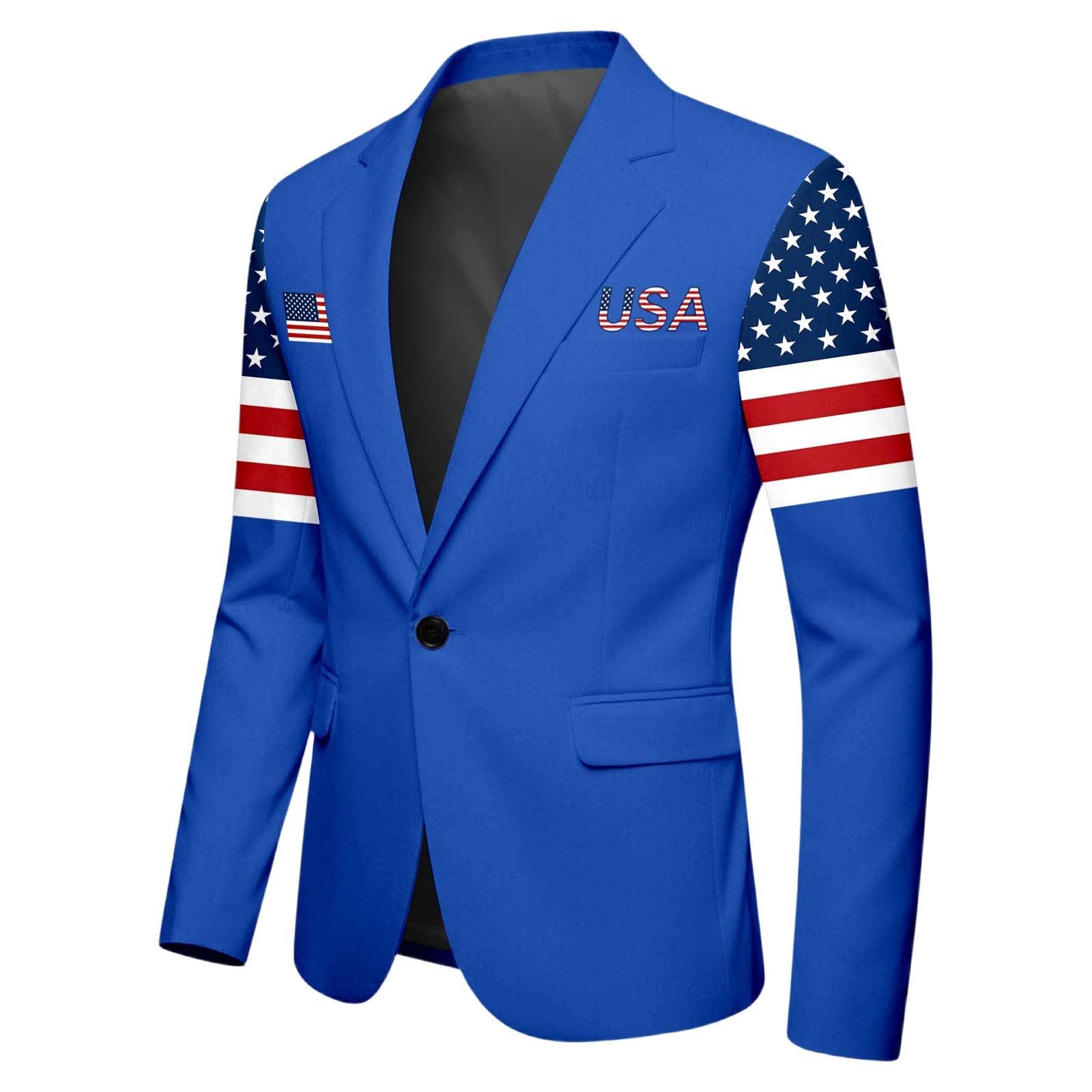 Costume Homme 3 Pieces USA Independence Day Étoiles Rayures Festif