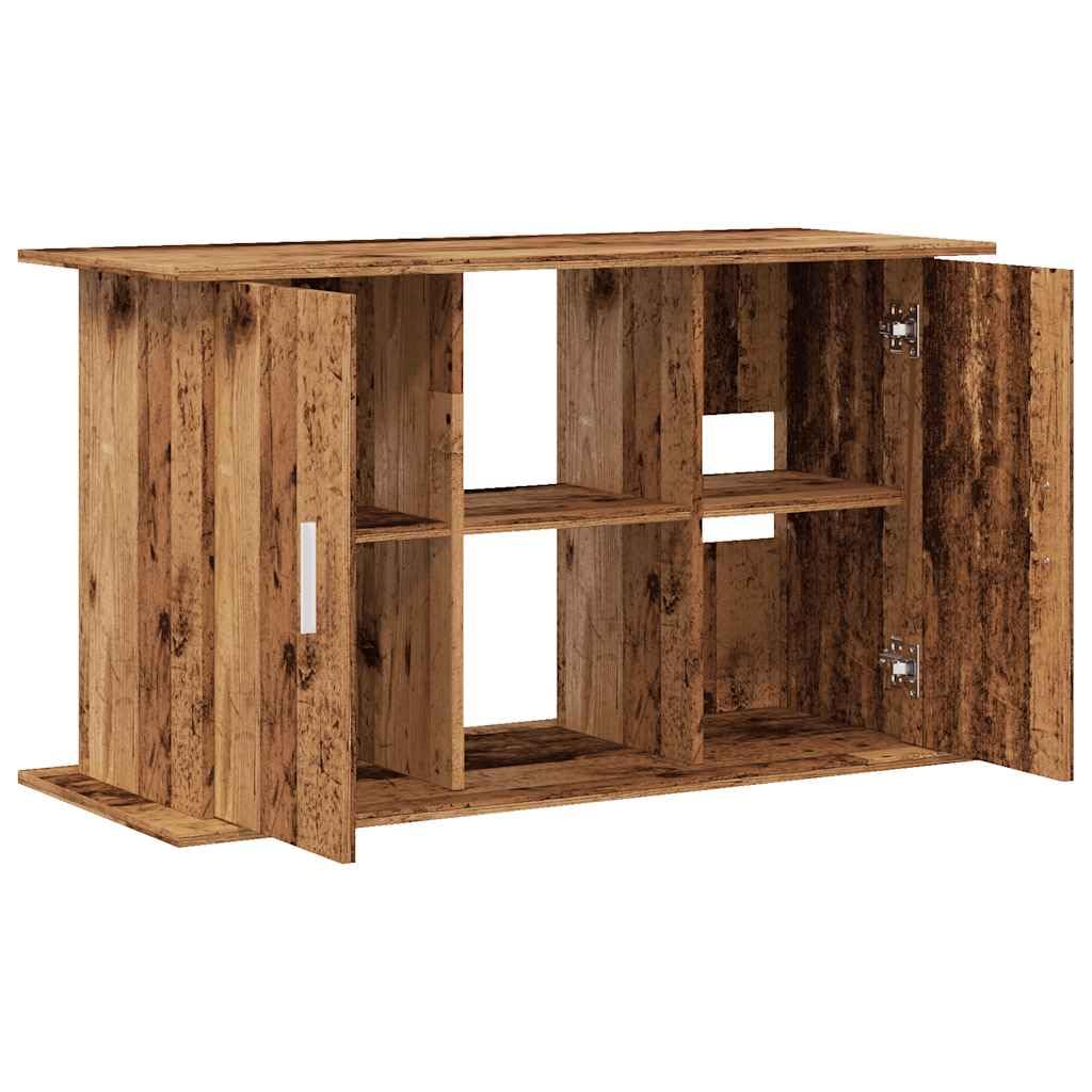 Stojak do akwarium o wyglądzie starego drewna, materiał drewnopochodny, 121 x 41 x 58 cm, z miejscem do przechowywania i półkami, stabilna szafka pod akcesoria do akwarium, zajmuje mało