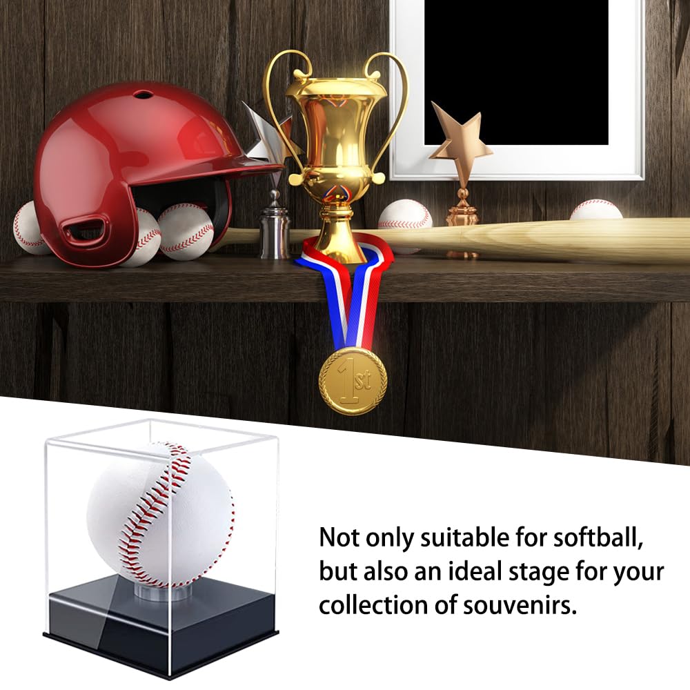 Boîte Présentation Transparente en Forme Cube, Vitrine Baseball en Acrylique Vitrine Transparente Autographiée avec Base pour Balle de Golf, Boule de Billard, Pierre de Cristal