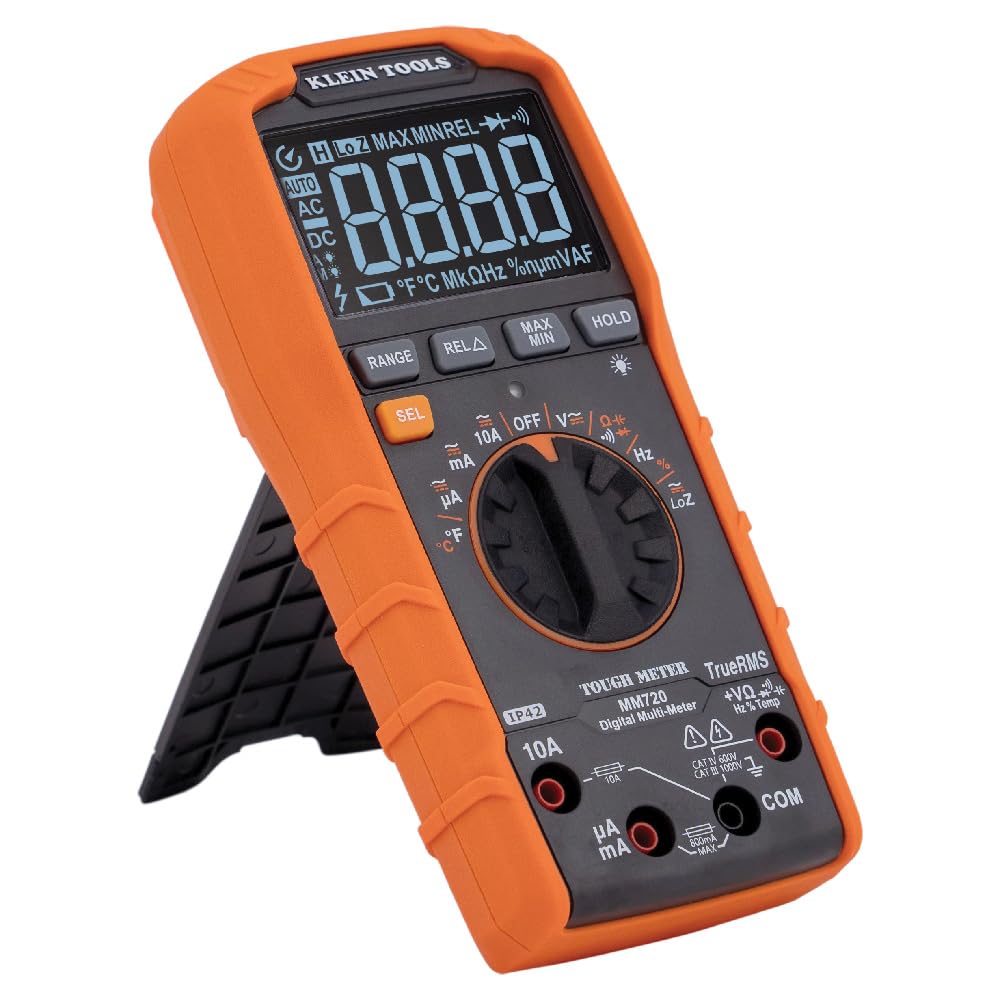 Klein Tools MM720 - Multímetro digital, TRMS de rango automático, baja impedancia (LOZ), voltaje de 1000 V CA/CC, corriente de 10 A CA/CC, resistencia de 60 MOhms