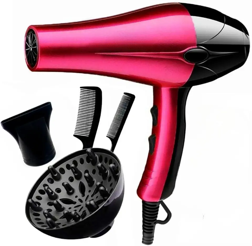 Secador de Cabelo 3000W com Secagem Rápida, Equipado com Difusor, 2 Pentes e Bico Concentrador, para Salão e Uso Doméstico (110V)