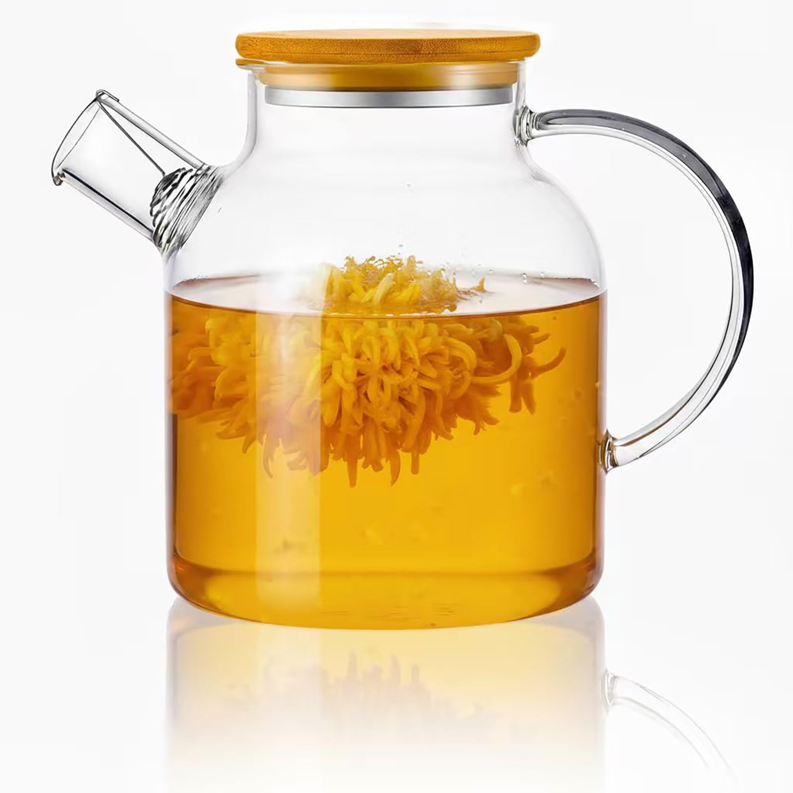 FGIUKC Glass Teapot 50oz with Stainless Steel Infuser Heat Resistant Clear