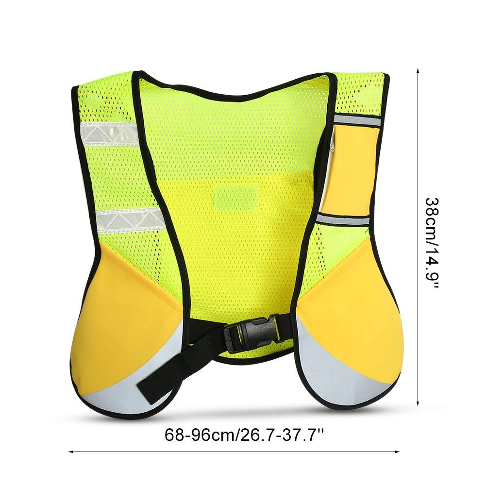 Odblaskowa kamizelka sportowa, 38 cm, wielofunkcyjna kamizelka odblaskowa do biegania 200 m, odblaskowa kamizelka do biegania, jazdy na rowerze, wędrówek
