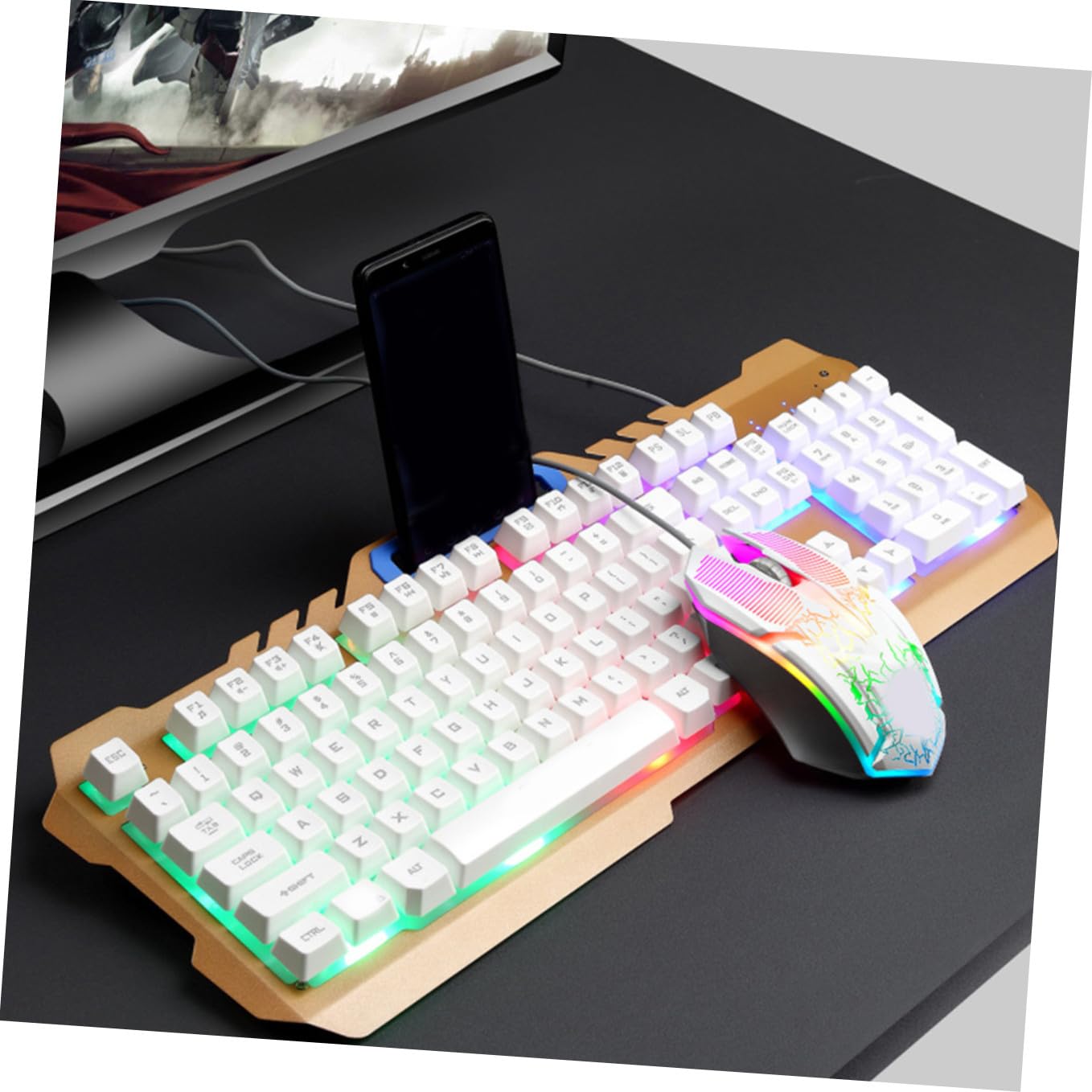 Set Tastiera Meccanica con Mouse USB Retroilluminato per Gaming