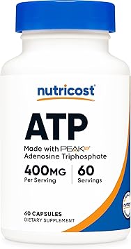 Nutricost ATP Supplement 400mg 60 Capsules - Made with Peak ATP, Adenosine Triphosphate, Vegan, GMO-Free, Gluten-Free