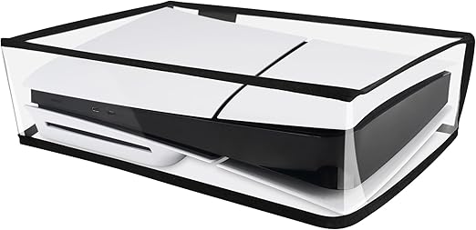 PlayVital Horizontal Dust Cover for ps5 Slim Disc Edition(The New Smaller Design), Transparent Dust Proof Protector Waterproof Cover Sleeve for ps5 Slim Console