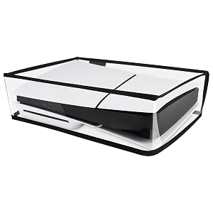 PlayVital Horizontal Dust Cover for ps5 Slim Disc Edition The New Smaller Design Transparent Dust Proof Protector Waterproof