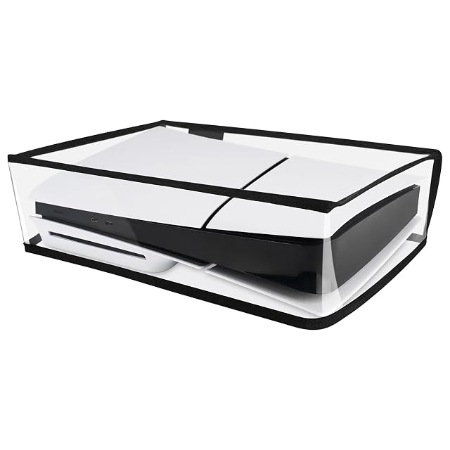 PlayVital Horizontal Dust Cover for ps5 Slim Disc Edition The New Smaller Design Transparent Dust Proof Protector Waterproof