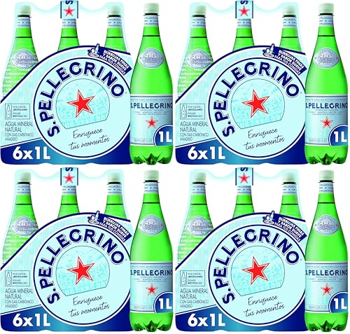 S.Pellegrino - Agua mineral natural con gas, 6 botellas, 1L (Paquete de 4)