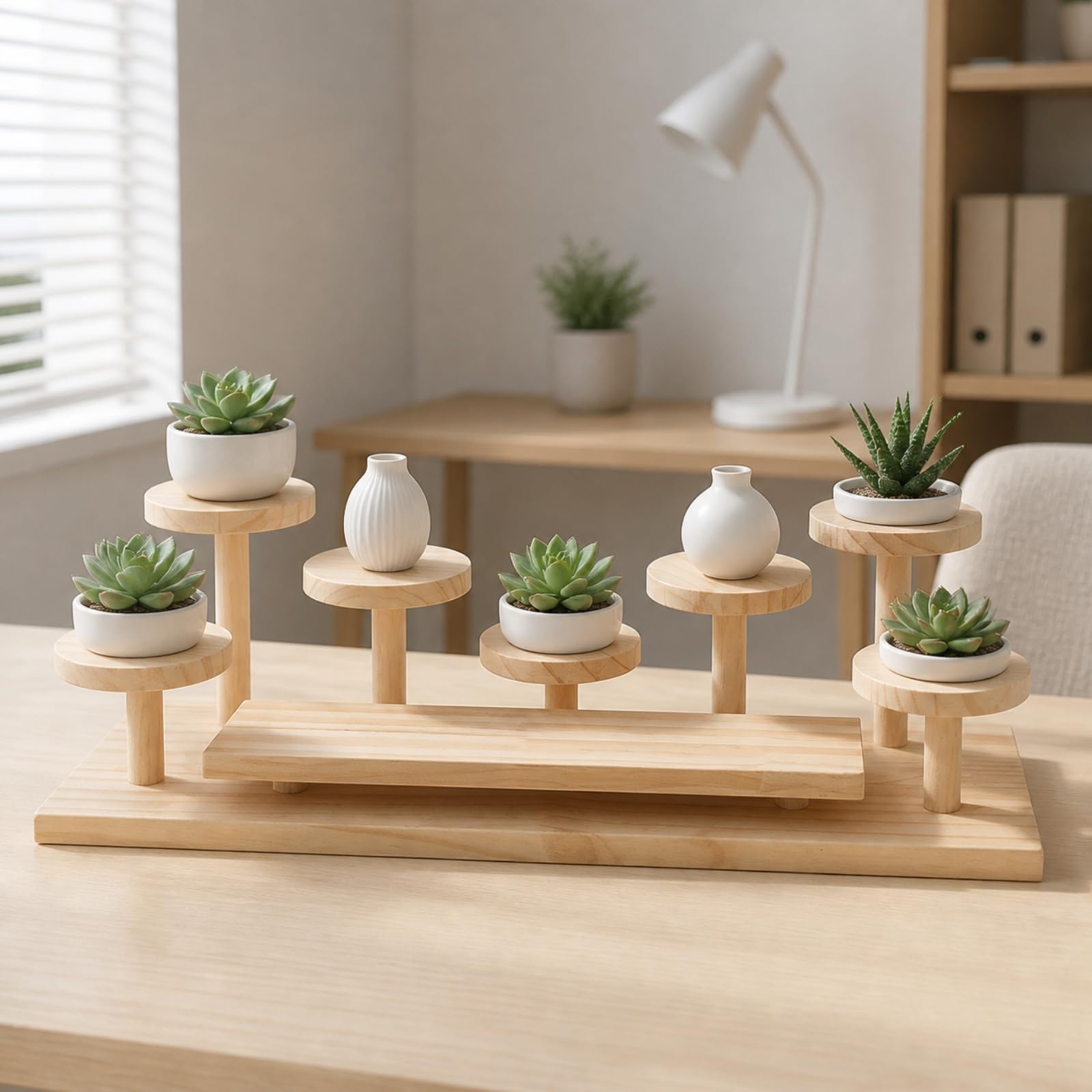 KESOTO Expositor Escritorio con Plataformas Escalonadas Versátil ría Pino Escalonado Organizador Perfumes para Balcón, Estilo 2