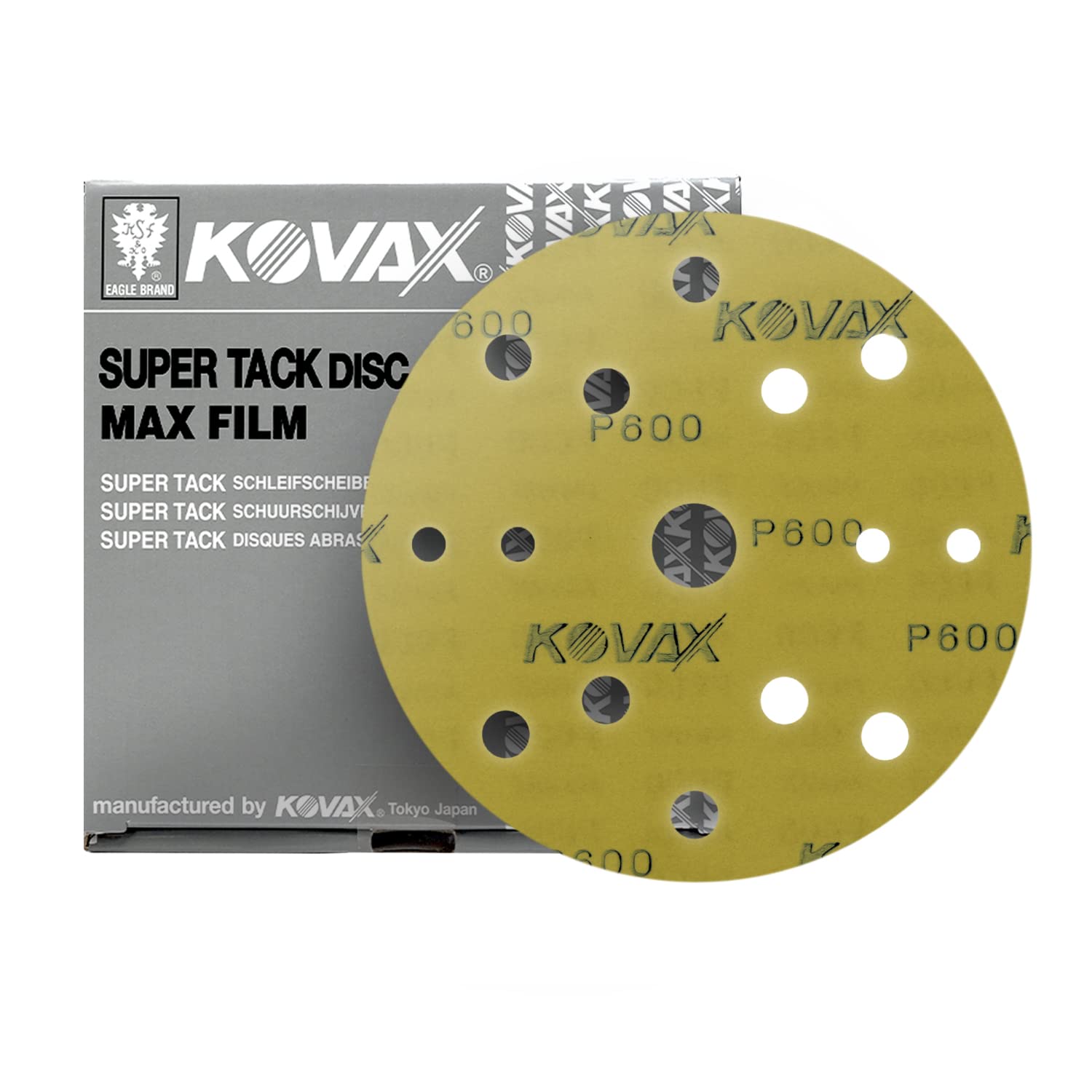 MaxFilm Ultra Premium 6 inch Sanding Discs, P600, 15 Holes, Hook & Loop, 523-0600, 50 discs