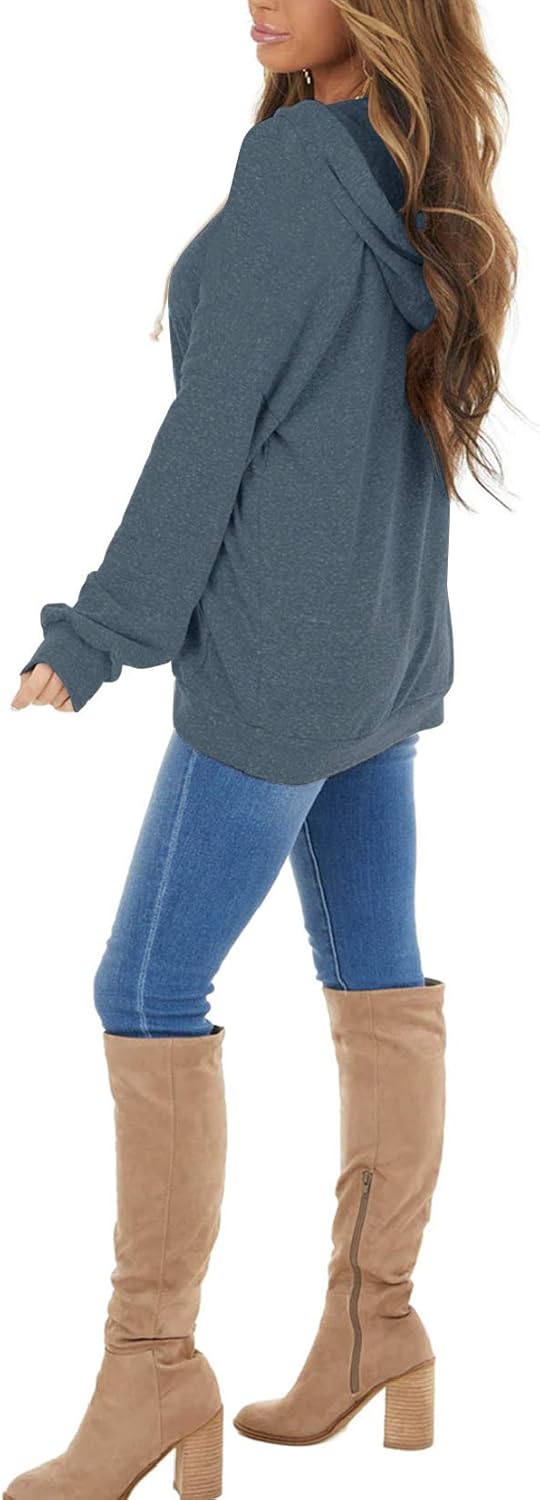 PRETTODAY Women's Casual Lightweight Hoodies Long Sleeve White Drawstring Sweatshirts Loose Pullovers with Pocket - Image 2