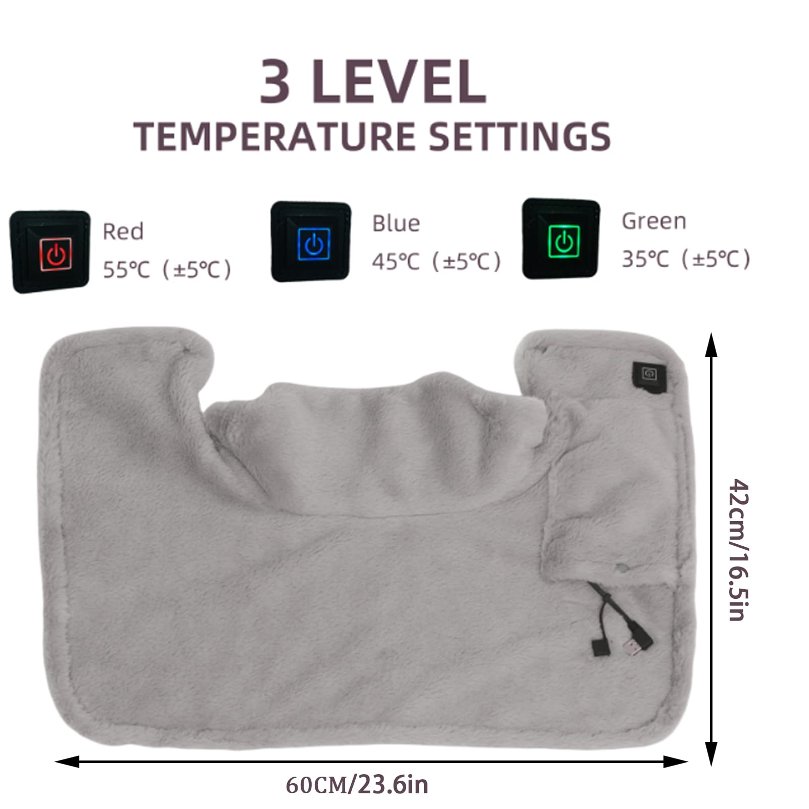 Manta Electrica Cuello Y Cervicales Con Dolor Y Molestias Con 10h Apagado Automático 3 Niveles De Temperatura De Franela Lavable a Máquina Para Cuello Calentador Regalo Navidad