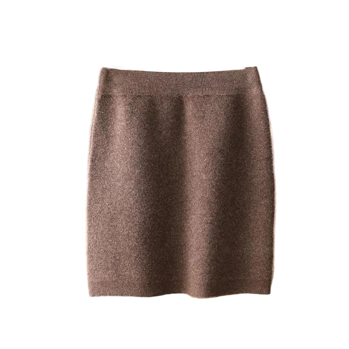 Womens Merino Cashmere Office Skirt Elastic Waist Mini Slim Fit Knitted Dress Above Knee